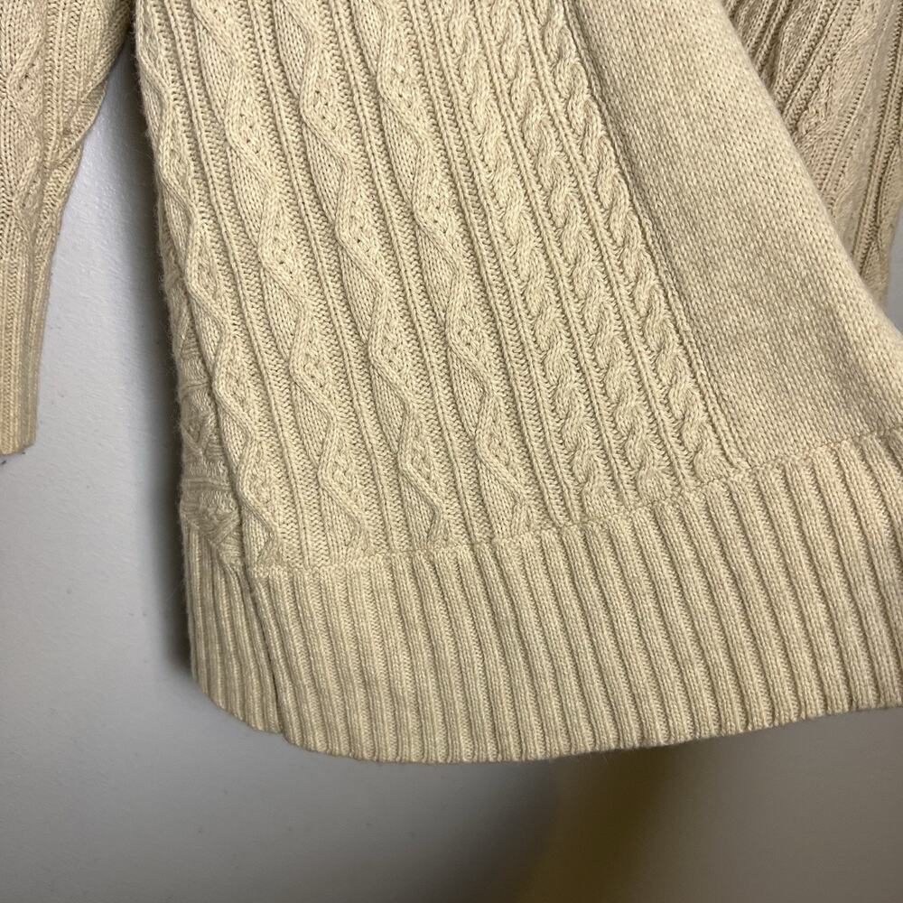 Max Studio Womens Wool Alpaca Blend Cable Knit Open Front Cardigan Beige Sz S - Picture 2 of 16